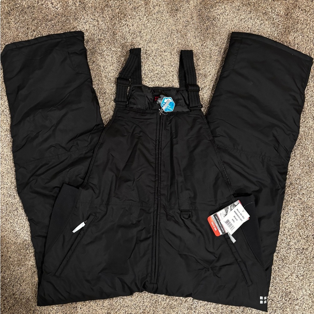 NWT Men's Black Insulated Snow Ski Bibs XXL